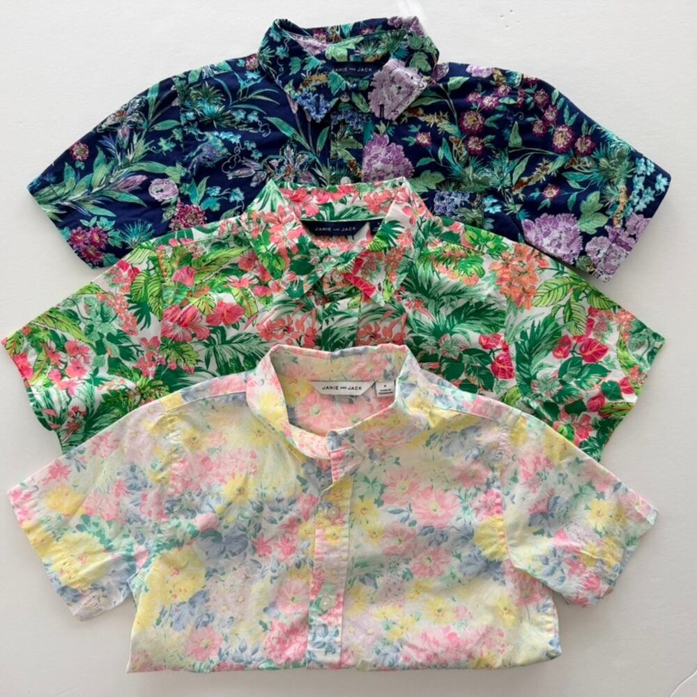 Janie & Jack Boys 4pc Size 7/8 Shirts White Pants Summer Beach Casual - Picture 2 of 11